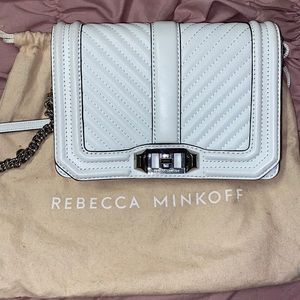 White Chevron Quilted Small Love Crossbody